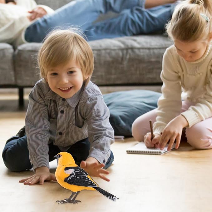 Electric Singing and Chirping Bird Toy, Simulation Interactive Bird Toy for Kids, Cute Realistic Chirping and Moving Artificial Sparrow, Battery Operated, Garden Home Ornament Decoration