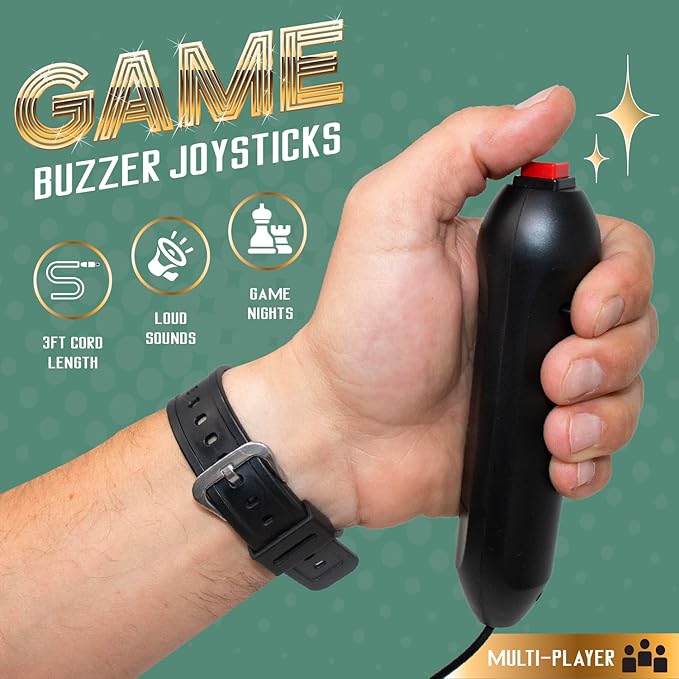 Digital Energy 4 Joystick Buzzers for use with The Game Buzzer System - Great for Jeopardy, Family Feud, Trivia and Buzzer Games - 4 Buzzers