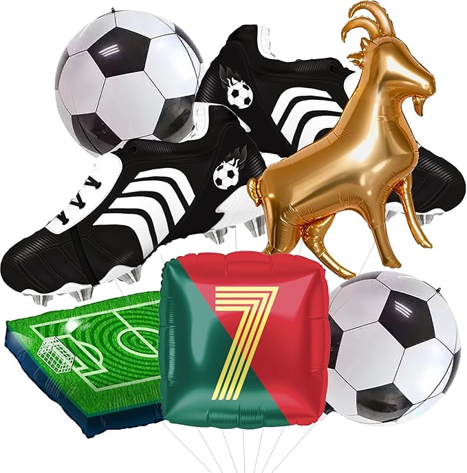 4D Football Balloons Set - Soccer Field, Cleats, Jersey & Goat Shapes | Sports Party Decorations for Fans, Birthday, Game Day (red &green)