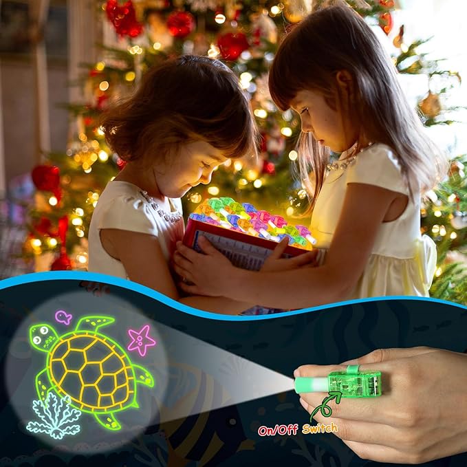 36Pcs Sea Animal LED Finger Lights Ocean Animal Party Favors Glow in the Dark Light Up Finger Lights Sea Themed Toys Bulk for Kids Birthday Party Goodie Bag Stuffer Birthday Gifts Classroom Prize