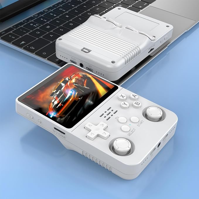 R36S Handheld Game Console 3.5-in 640*480 IPS OCA Screen 3200mAh Opensource System RK3326 Pure White