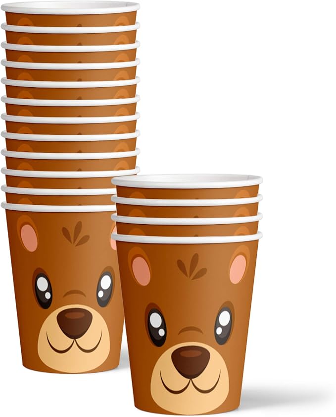 Bear Birthday Party Supplies Set Plates Napkins Cups Tableware Kit for 16