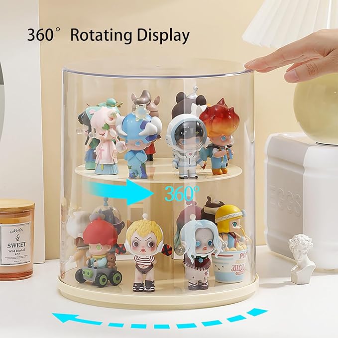 Clear Figures Display Case with Rotatable Stackable Figures Blind Box Doll Display Stand for Pop Mart Lego Collectibles Action Figures