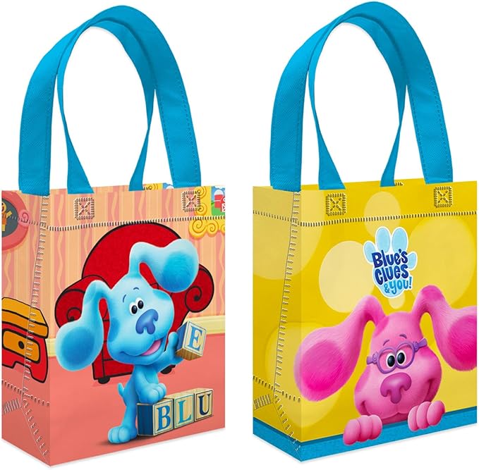 Blue's Clues Party Favor Bags Set – 12 Pack 8" Goodie Bags for Kids Bulk Reusable Mini Totes | Blue's Clues Birthday Party Supplies