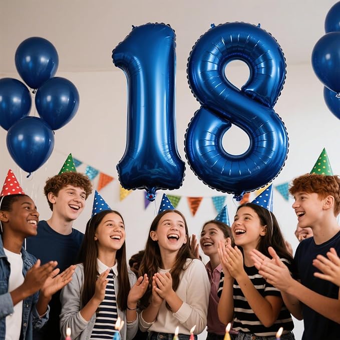 40 Inch Navy blue Number 18 Digital Balloon,Jumbo Mylar Foil Helium Balloon for 18 Balloons for Birthday Party,Wedding Anniversary Party Decorations