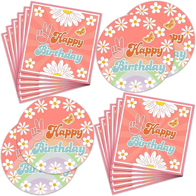 40Pcs Daisy Party Supplies Baby Shower Decorations Spring Birthday Plates and Napkins Daisy Birthday Party Decorations