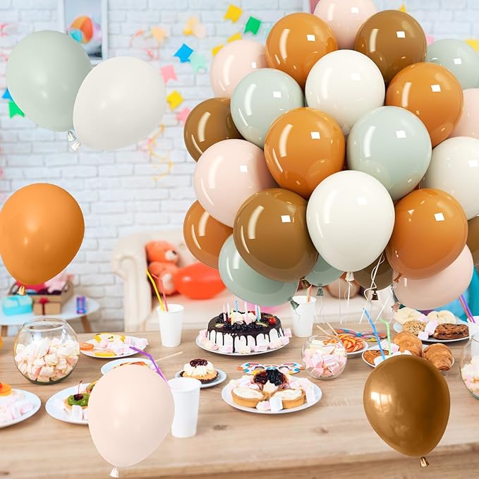 Dusty Green Orange Balloon,Brown Nude Jungle Safari Wild Woodland Balloon, Olive Green Orange Cream Balloons for Neutral Baby Shower Bridal Shower Gender Reveal Birthday Fall Party Decorations