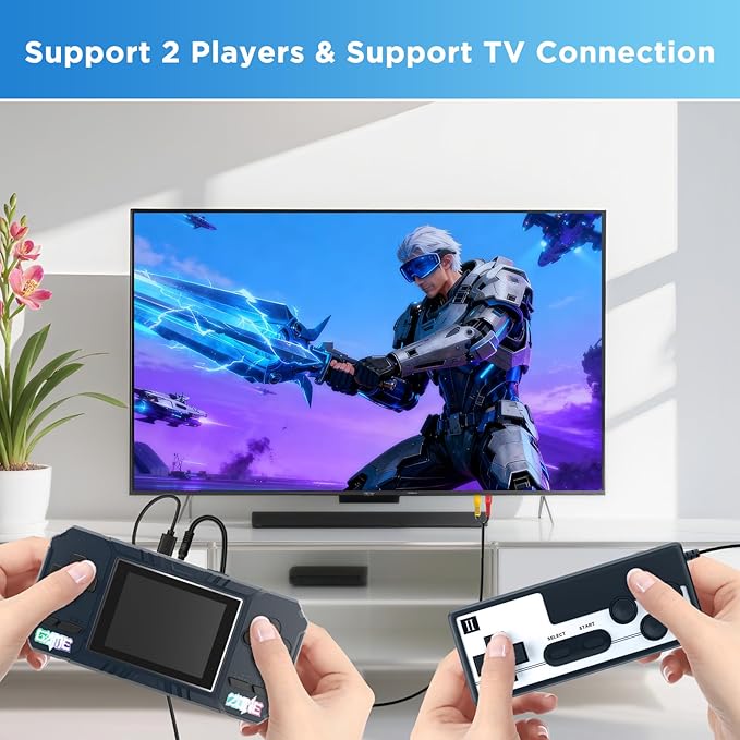Handheld Portable Game Console, 520 Retro Video Games, 3.0 Inch LCD Screen and 1020mAh Battery Video Games, Portable Game Console Gift for Boys and Girls (Blue)