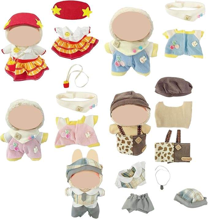 Clothes for Doll, 5 Pack Doll Outfits for 17cm Doll, Perfect for Play and Display, Accessories for Doll's Collectors, (No Dolls) (Set 2)