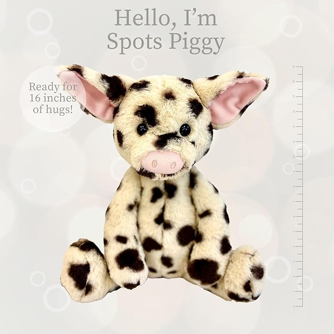 World's Softest Plush Stuffed Animal for Baby, Toddler, Kids, Adults - Adorable Toy Made from Kid-Friendly, Quality Materials - Lushee Spots Piggy, 16"
