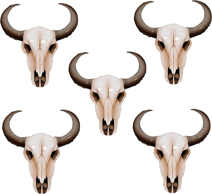 5Pcs Mini 19Inch Western Long Horn Cow Balloons/Cowboy Longhorn Aluminium Foil Balloon for Party Wall/Last Rodeo Bachelorette Party Supplies/Western Party Decorations/Bull Skull Wall Decor