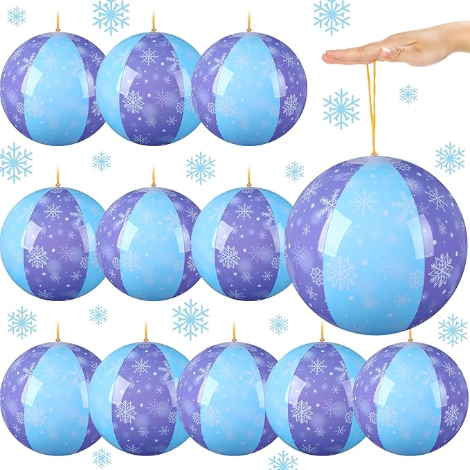 12 Pcs Snowflakes Party Favors Punching Balloons for Kids Blue and Purple PVC Inflatable Punch Balloon Goodie Bags Stuffers Snowflakes Birthday Party Supplies Decorations