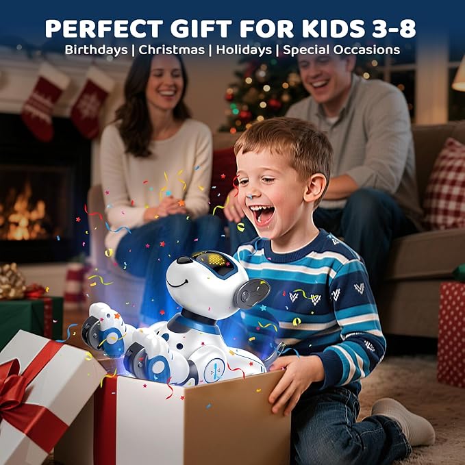 Robot Dog Toy for Kids 3-12: Remote Control Interactive Robot Puppy with Touch & Follow, Programmable Tricks, Dancing & Walking, Birthday Gift for Smart Boys & Girls