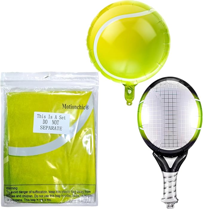 12 Pieces 18 Inch/25 Inch Tennis Balloons, Racket Balloons, Tennis Party Decorations, Foil Racket Large Balloon for Sports Themed Birthday Decorations Supplies