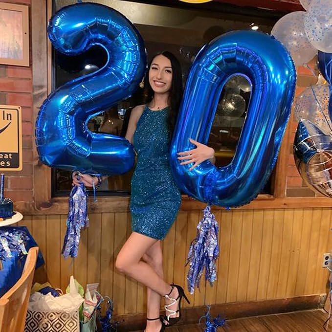 40 Inch Navy blue Number 20 Digital Balloon,Jumbo Mylar Foil Helium Balloon for 20 Balloons for Birthday Party,Wedding Anniversary Party Decorations