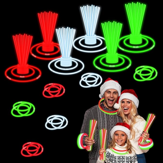 Bulk Light Up Party Favors Supplies for Kids 300 PCS, Glow Sticks Toys Gifts for Toddlers, Light up Accessories Necklace & Bracelets, Holiday Decorations Class Carnival Games Giveaways for Boy Girl