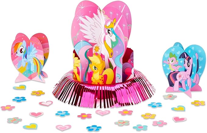 My Little Pony Birthday Party Decorations Set - Bundle with 1 Large & 2 Small Centerpieces for Birthday Party Decor Plus Confetti | My Little Pony Party Supplies