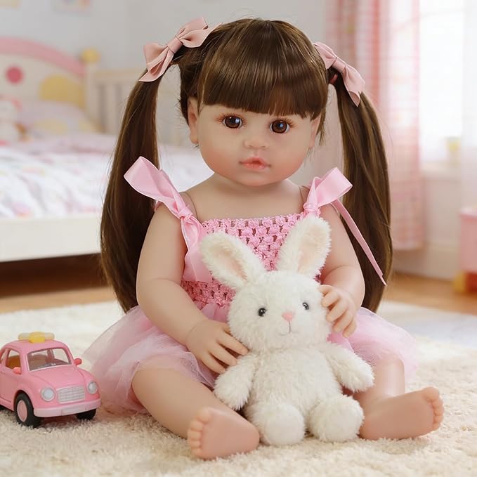 SCOM Lifelike Reborn Dolls Girl -20 Inch Realistic Baby Doll Newborn Baby Dolls，Lifelike Baby Doll Silicone Toddler Clothes Gift Set for Age 3+