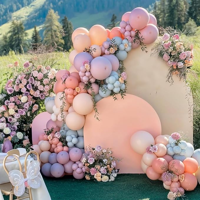 Pastel Balloon Arch Kit,122Pcs Pink Blue Yellow Purple Metallic Gold Macaron Yellow Colorful Balloons for Boho Bridal Wedding Birthday Baby Shower Engagement Anniversary Graduation Party Decorations
