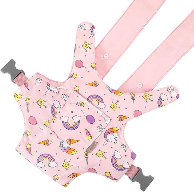 GAGAKU Doll Carrier Doll Accessories Stuffed Animal Carrier with Adjustable Straps for Kids – Pink (Stars)