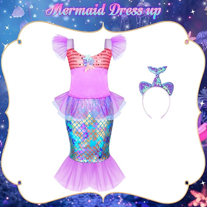 VGOFUN Princess Dress Up Clothes for Little Girls - Princess Costume for Girls with Princess Toys Dress Up Outfit Pretend Play Dresses Toddler Girls Gifts for Christmas Birthday Aged 3 4 5 6