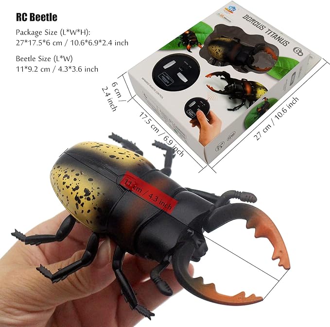 Tipmant RC Beetle Remote Control Insects Realistic Electronic Simulation Climber Animal Prank Toy Vehicle Kids Birthday Gifts (Yellow)