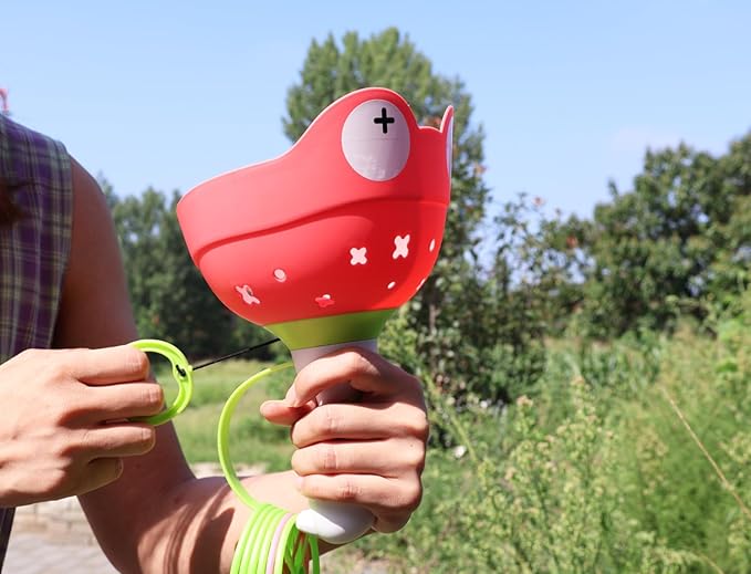 Disc Launcher Toy Kids Yard Flying Spinner Fairy Hover Helicopter Propeller Toy Outdoor Capture Catching Chasing Game Gift for Boy Girl Age 4 5 6 7 8 9 10 (red, 1 Pack)