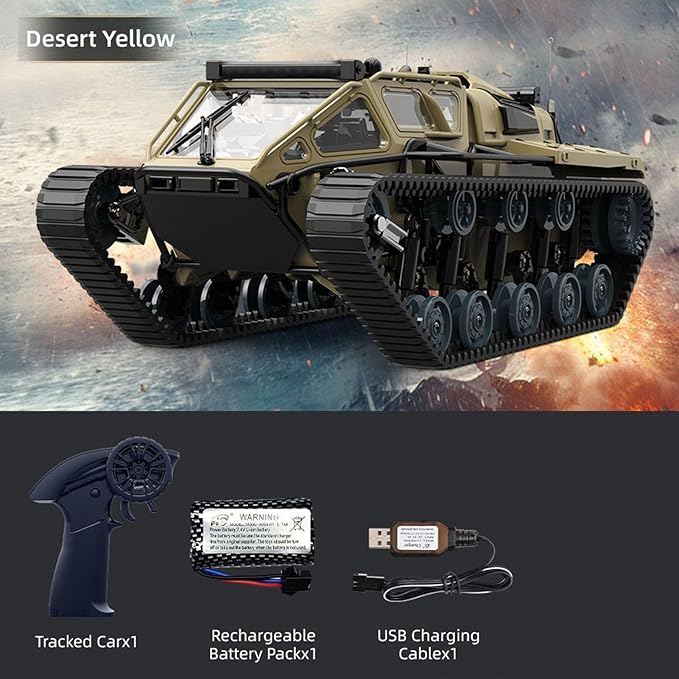 1/18 2.4G RC Tracked Off Road Vehicle C8812 Wireless Remote Drifting Car 360 Rotation LED Lights Battery Dual Motor RTR Model Hobby Grade Model for Adult Hobby(Yellow)