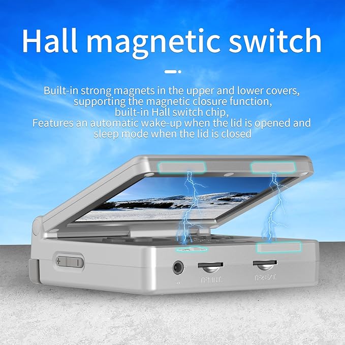 RG35XXSP Handheld Clamshell Games Consoles Built-in 64G TF Card 5000+ Games Portable Style Flip Hand Held Game Video Consoles Linux System with Case (Silver)