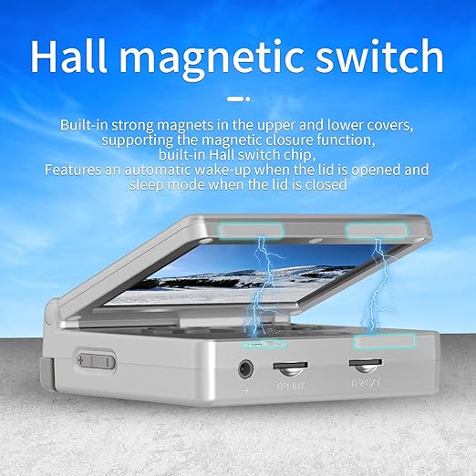 RG35XXSP Portable Flip Retro Handheld Game Console Linux System 3.5 '' IPS Screen Built-in 64G TF Card Pre-Installed 5532 Games RG35XX SP Clamshell Games Console Supports 5G WiFi Bluetooth HDMI Silver