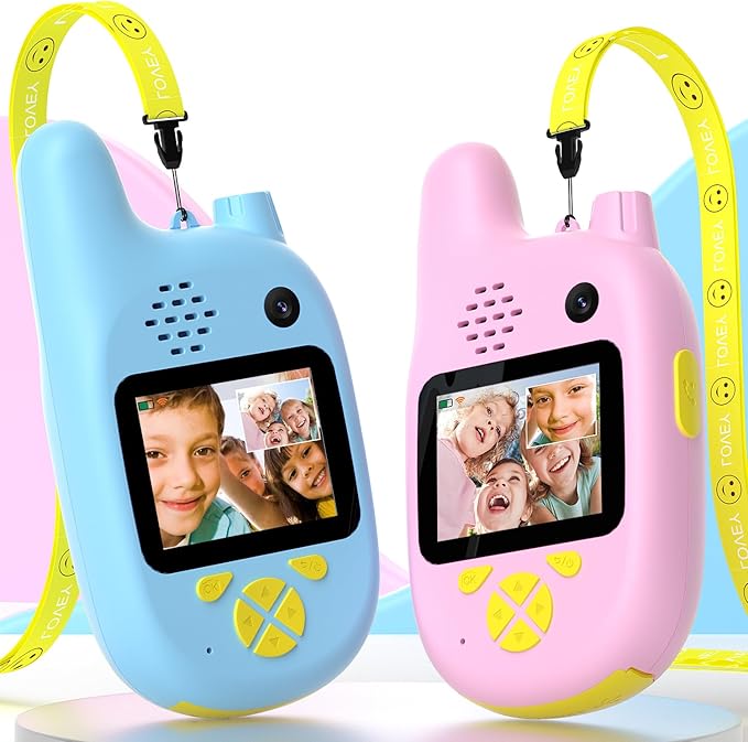 Dual Cameras Video Walkie Talkies for Kids, Kids Walkie Talkies 2 Pack for Age 3-12 Year Old Boys Girls with Front&Rear Cameras,Screen and Rechargeable Battery, Gift for Child