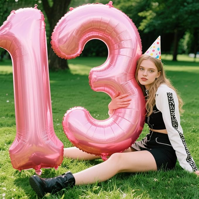 40 Inch Pearlescent Pink Balloon Number 3 Balloon,Number Balloons Big Giant Jumbo Number 3 Foil Mylar Balloons for 13th Birthday Party Anniversary Events,Wedding Anniversary Party Decorations