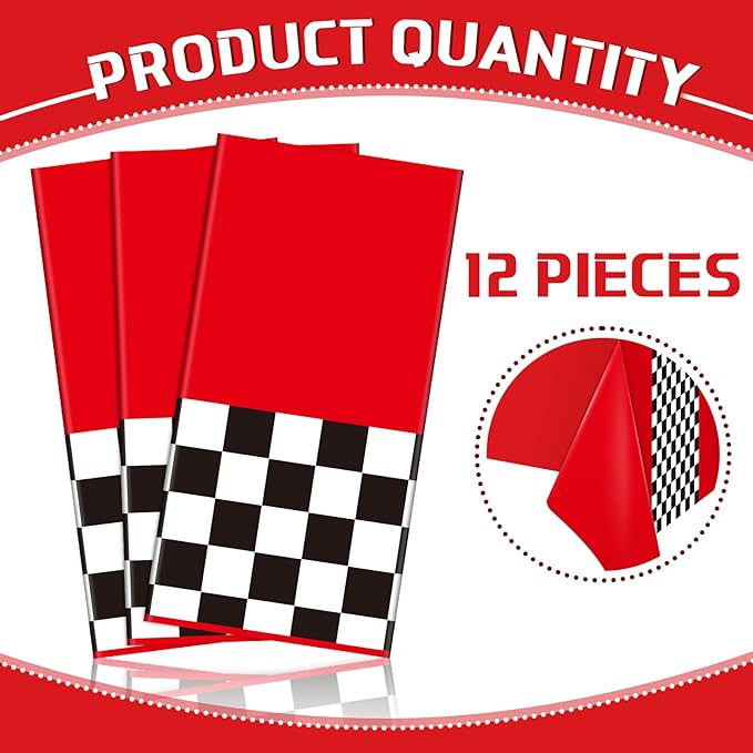 Irenare 12 Sheets Car Birthday Party Supplies Racing Party Decorations Road Tablecloth Racetrack Table Runner Table Covers for Kids Boy Car Theme Birthday Favors, 54 x 108 Inch