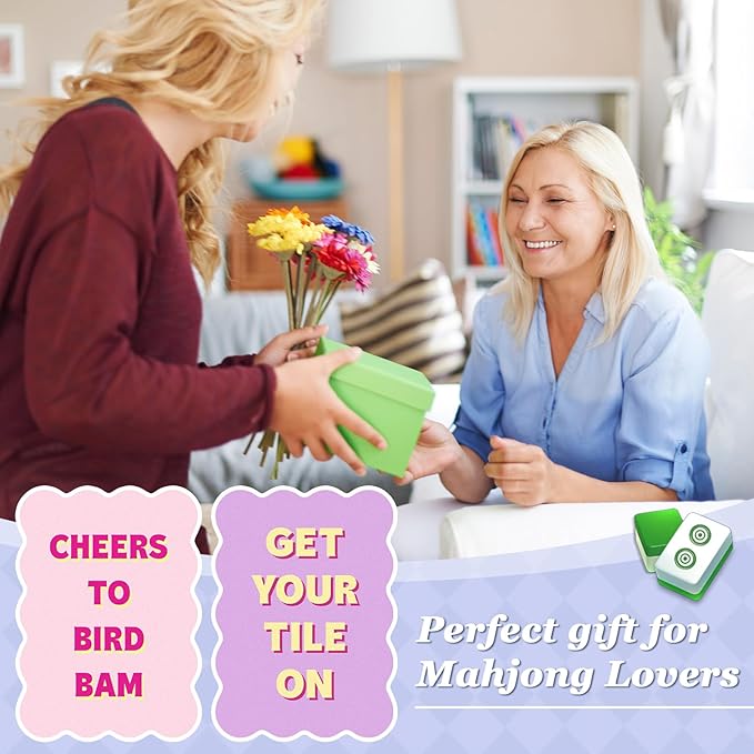 Soulchen 2 Pcs Mahjong Tile Mixer Shufflers for Mixing and Shuffling Tiles Plastic Mahjong Accessories Gifts for Lovers Games Decorative Printed Design (Pink & Purple Style)