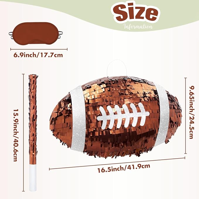 WERNNSAI Football Piñata - Football Birthday Decoration Sports Piñata with Blindfold and Stick for Sports Player Party Decoration Men Boys Birthday Anniversary Competition Celebration Supplies