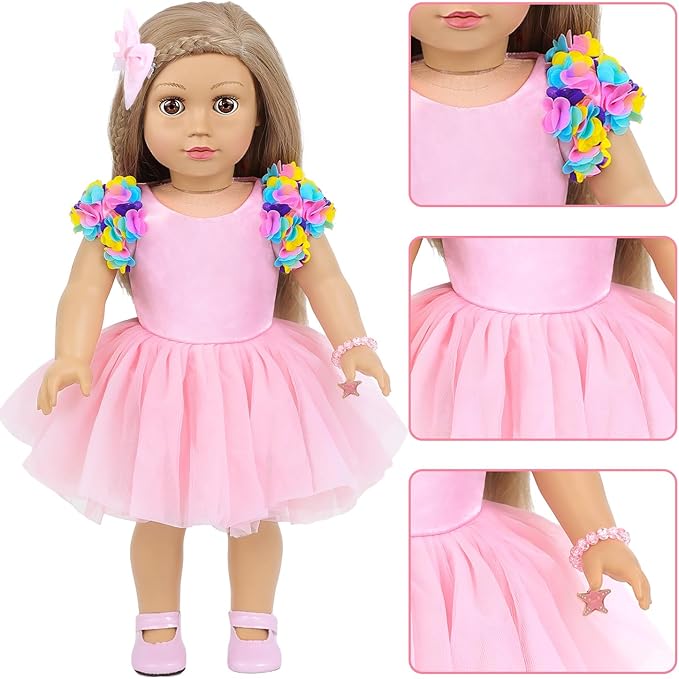 American 18 Inch Doll Clothes and Accessories Makeup Playset Including Fashion Skirt, Bag, Eye Shadow Plate, Lipstick, Comb Mirror, Pair of Hairpins, Makeup Brushes, Bracelet（NO Dolls）