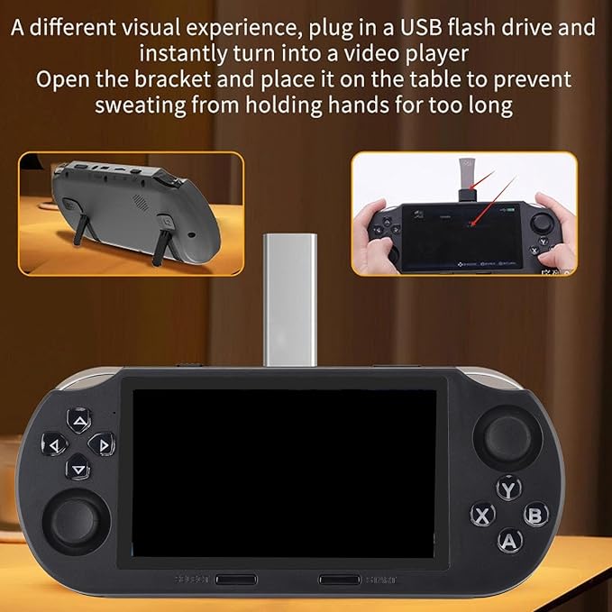 Handheld Video Game Console, 2GB RAM 64GB Memory 4.5 Inch 854x480 Screen 14 Emulators, Dual Rocker, Key Mapping, 2 Player Function, 5-7 Hours Battery Life