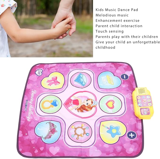 Pilipane Kids Music Dance Mat Foldable Electronic Dancing Pad with Lights and Sound Improve Hand Foot Coordination for Children Indoor Outdoor Play Plastic Polyester Material