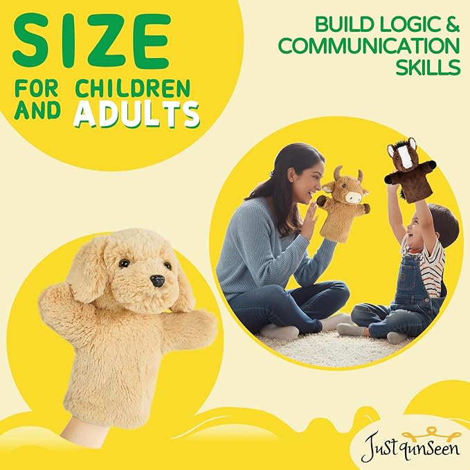 Soft Hand Puppet Domestic Animal Toy Educational Plush for Children Adults Family Fun Interactive Play Storytelling Gift Dog