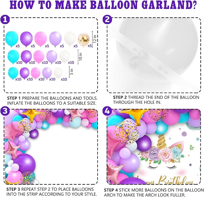 cocomigo 246PCS Unicorn Birthday Decorations Set, All-in-One Party Supplies Pack with 20 Plates, Purple Unicorn Party Supplies for Girl Birthday Party, Serves 20 Guests