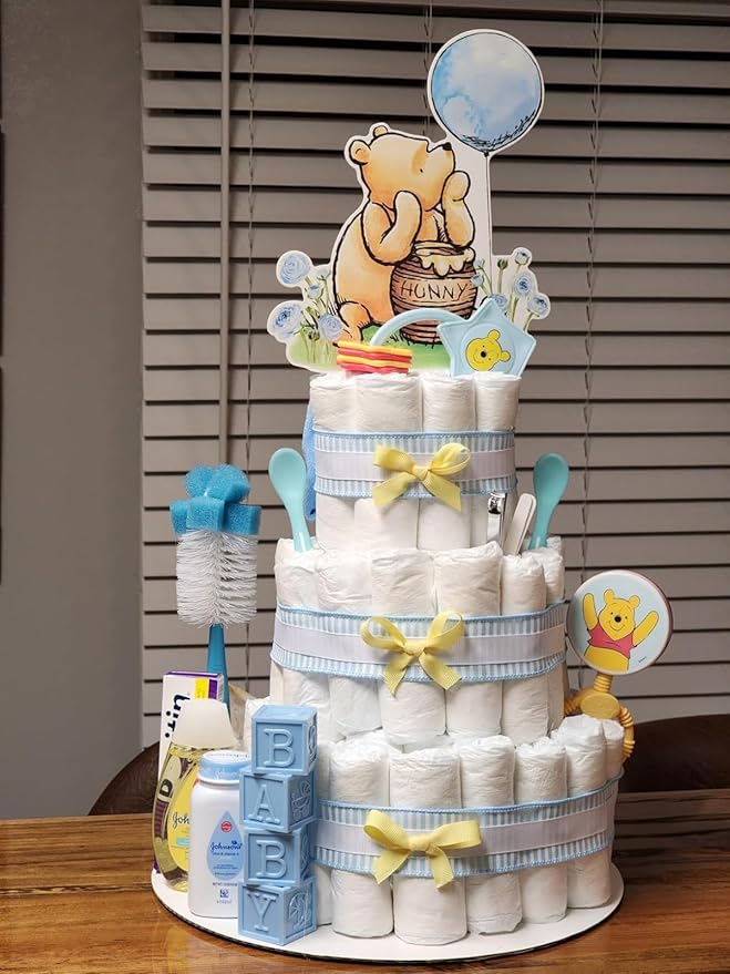 25PCS Winnie Cake Topper and Cupcake Toppers Kit For Baby Shower Decorations Boys Pooh Birthday Cake Decorations Oh Baby Party Supplies