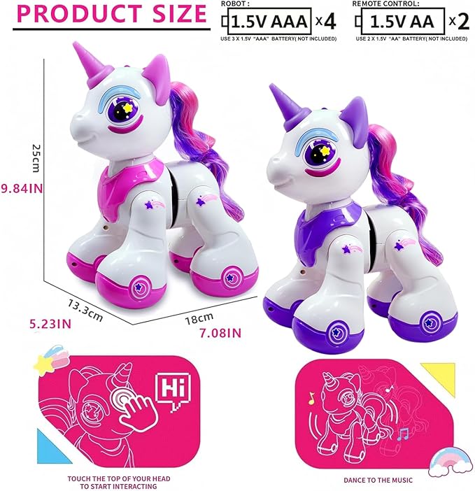 Robot Pet,Unicorn Toys for Girls Age 4-6 | Remote Control Robot with Walking & Dancing | Adorable Pink Unicorn Birthday Gift for Kids 5-7 | Interactive Pet Pink