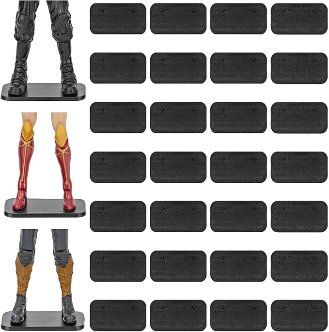 28PCS Action Figure Stand 6 Inch Display Bases with Peg Holder Accessories Compatible with Mavel Legends Series/GiJeo Classified Series/D C/Mo tu Models 1/12 Figures, Black Square