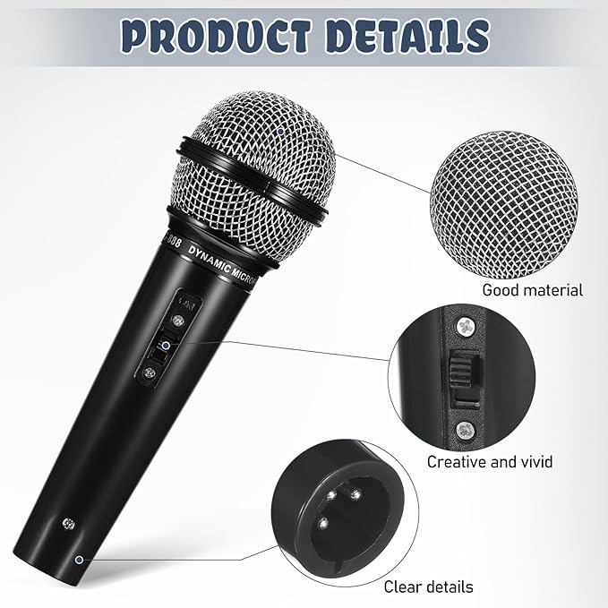 NUOBESTY Microphone for Kids, 6.4" Fake Toy Microphones for Toddler Plastic Pretend Play Mic Prop Toys for Halloween, Christmas, Party Favors, Kid Karaoke Costume Prop