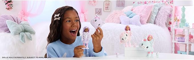 Barbie Cutie Reveal Cuddly Series Chelsea Small Dolls & Accessories with 6 Surprises Including Color Change & Mini Pet (Styles May Vary)