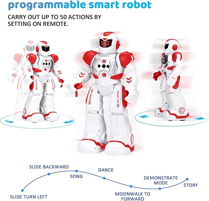 KingsDragon Robots Toy for Kids, RC Gesture Sensing Toy, Interactive Walking Singing Dancing Robot Birthday Presents for Boys Girls Age 6 7 8 9 Years Old,Red