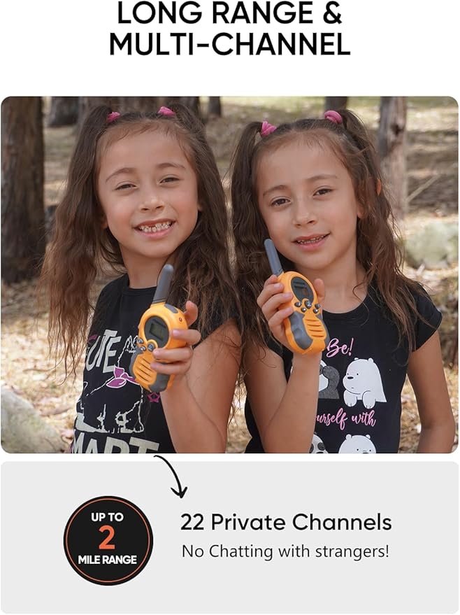FOREDOM Rechargeable Walkie Talkies for Kids Walkie Talkies Long Range for Boy & Girl Age 3 to 12 Year Old Birthday Toys - 2 Pack
