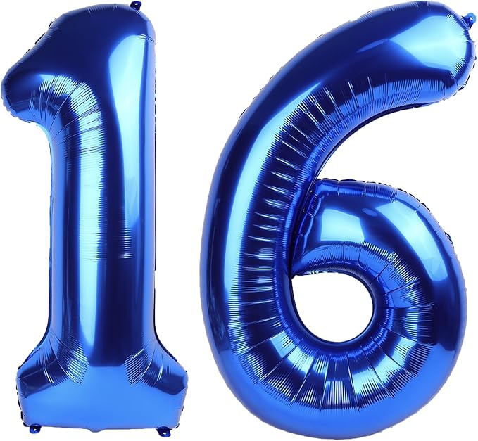 40 Inch Navy blue Number 16 Digital Balloon,Jumbo Mylar Foil Helium Balloon for 16 Balloons for Birthday Party,Wedding Anniversary Party Decorations