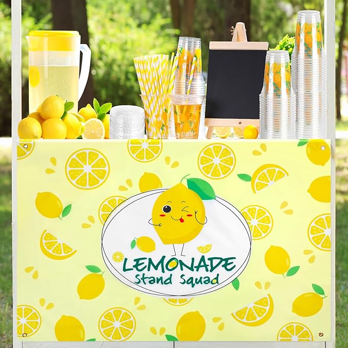 45" x 31" Lemonade Tablecloth for Lemonade Stand Supplies Lemon Table Cover for Kids Lemon Party Supplies Summer Beach Picnic Birthday Party Decorations(Yellow)