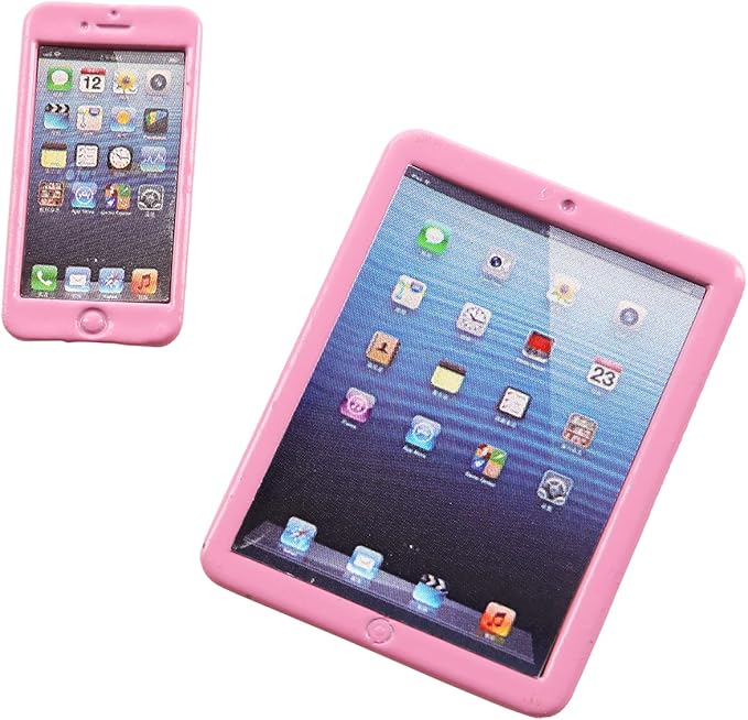 ENOCHT 9 Pack Small Size Laptop Computer Tablet Phone Pad Glasses and Headset Doll Playset Simulation Accessories for 11.5 Inch Doll (Pink)